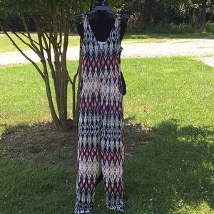 Women’s Blue Multicolored Pull On Jumpsuit